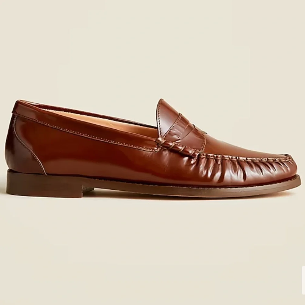 Used J. Crew Winona penny loafers in spazzolato leather